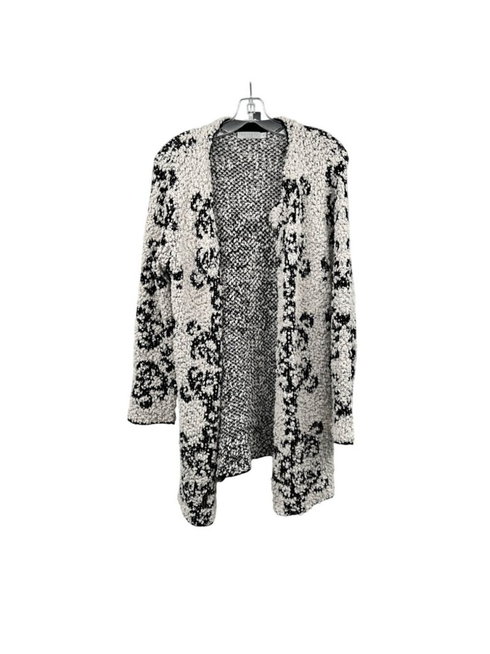 Solitaire by Ravi Khosla Knit Cardigan Nubby Ivory/Black Hook & Eye Medium